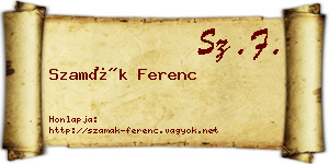 Szamák Ferenc névjegykártya
