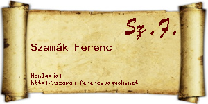 Szamák Ferenc névjegykártya